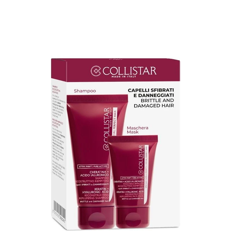 Collistar Travel Kit Attivi Puri Per Capelli Sfibrati Shampoo Ricostitutivo 100ml +Maschera 50ml 3 Collistar Travel Kit Attivi Puri Per Capelli Sfibrati Shampoo Ricostitutivo 100ml +Maschera 50ml