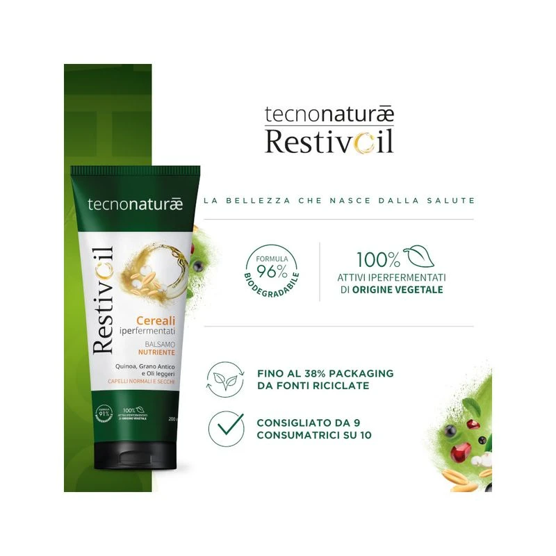 Perrigo Restivoil Tecnonaturae Cereali Iperfermentati Balsamo Capelli Nutriente 200ml 6 Perrigo Restivoil Tecnonaturae Cereali Iperfermentati Balsamo Capelli Nutriente 200ml - immagine 4